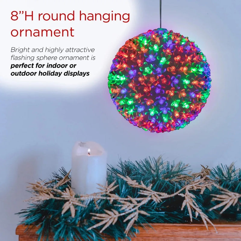 Twinkling Sphere Ball Ornament With Multi-Colored Flashing LED Lights Christmas Tree Ornaments