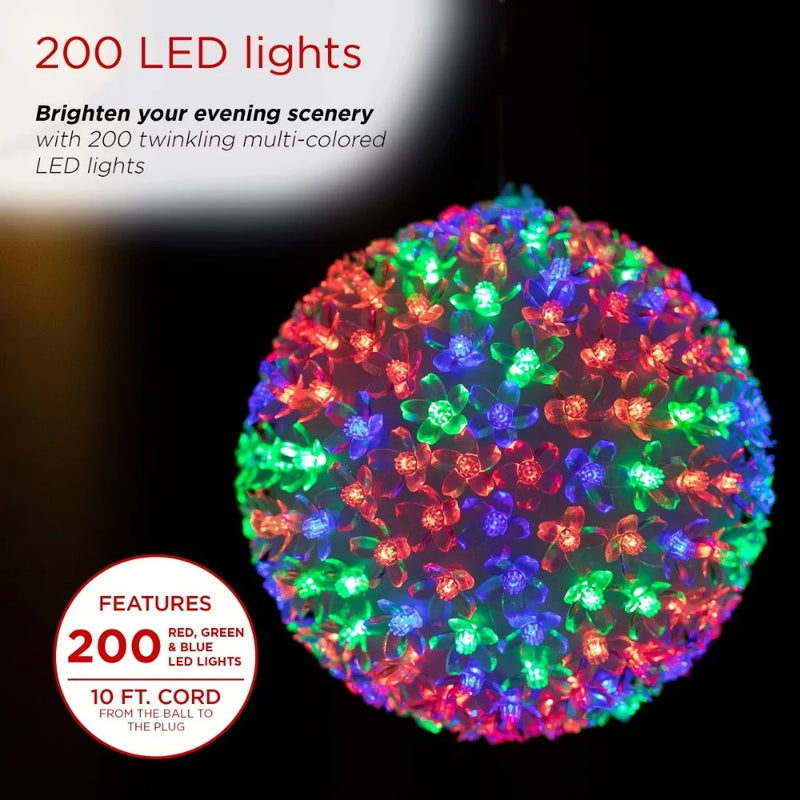 Twinkling Sphere Ball Ornament With Multi-Colored Flashing LED Lights Christmas Tree Ornaments