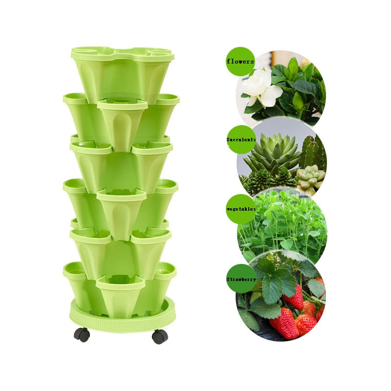 6pcs Stand Stacking Planters Strawberry Planting Pots