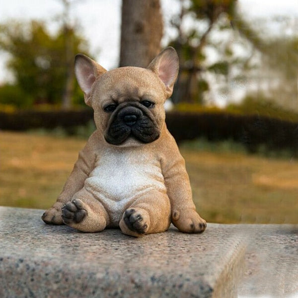 Sleepy French Bulldog Puppy Statue Resin Lawn Sculpture Super Cute Garden Yard Decor