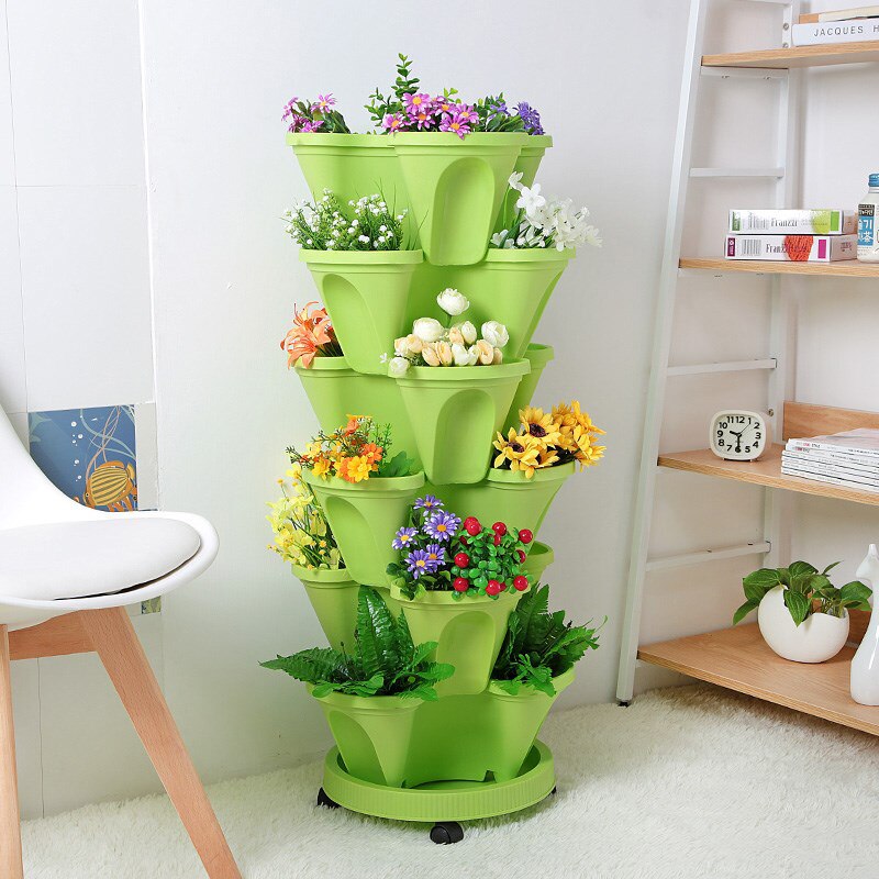 6pcs Stand Stacking Planters Strawberry Planting Pots