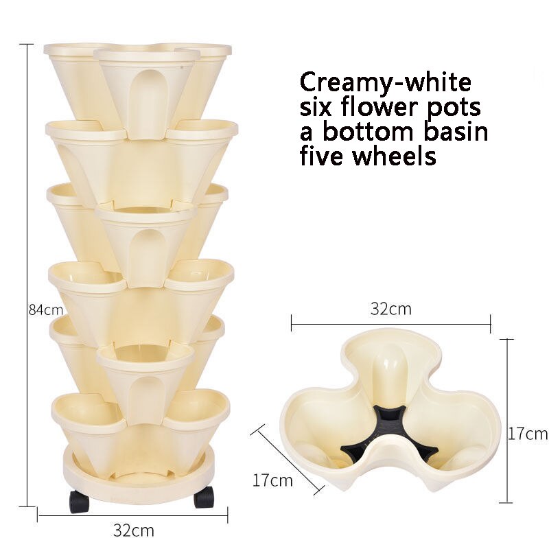 6pcs Stand Stacking Planters Strawberry Planting Pots