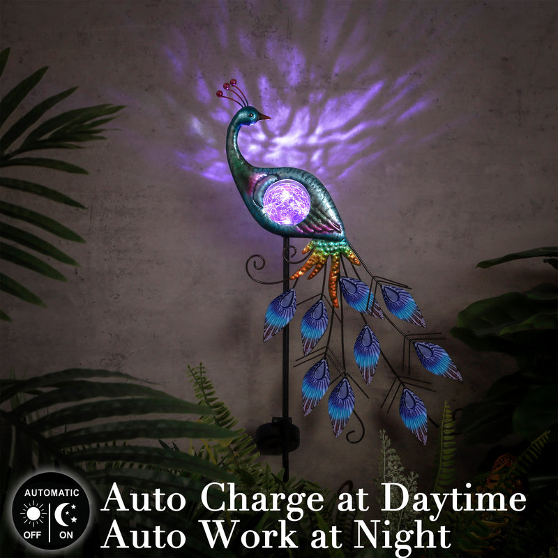 Art-Bird Garden Patio Decoration /Solar Light Peacock Outdoors Court Decoration