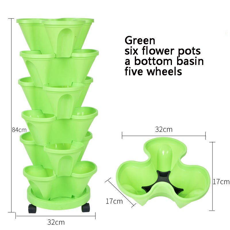 6pcs Stand Stacking Planters Strawberry Planting Pots