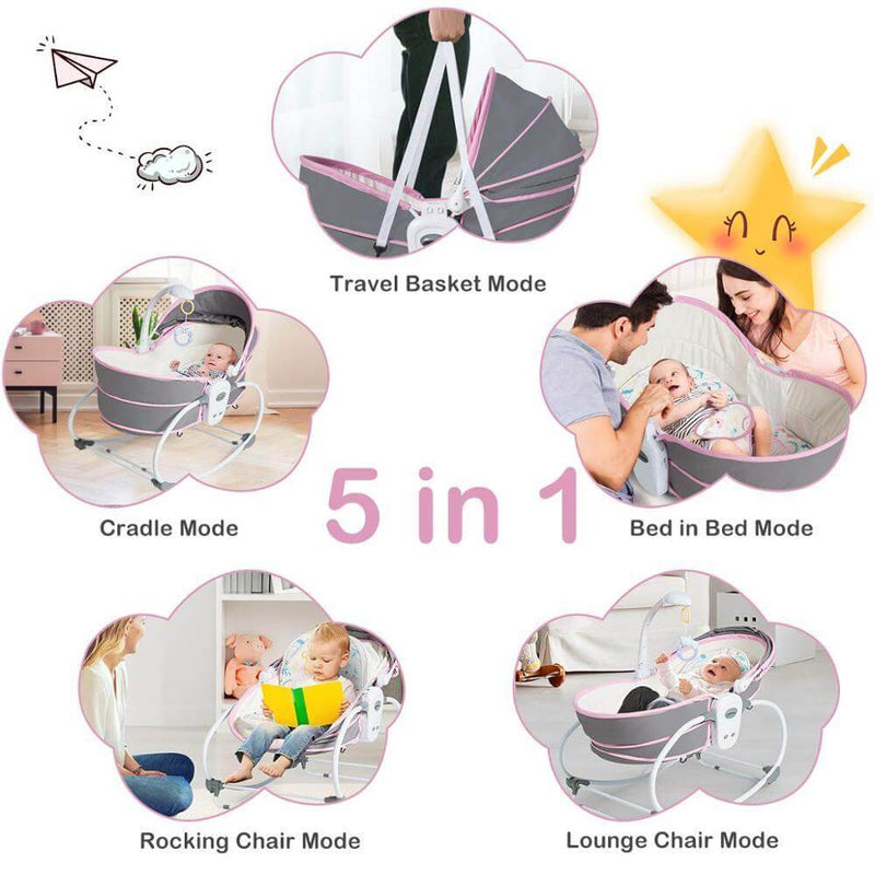 5 in 1 Portable Baby Bassinet Rocker